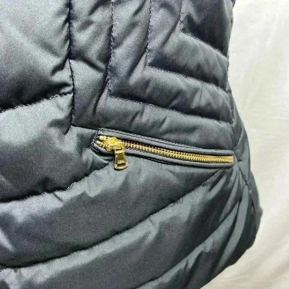 Talbots Black Down Feather Vest with Gold Zippers.  Size P Small. - Picture 3 of 9